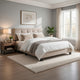 Viki Twin Bed, Height-Adjustable Headboard, Tufted Brown Velvet, Black
