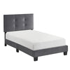 Viki Twin Bed, Height-Adjustable Headboard, Tufted Gray Velvet, Black