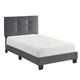 Viki Twin Bed, Height-Adjustable Headboard, Tufted Gray Velvet, Black