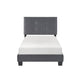 Viki Twin Bed, Height-Adjustable Headboard, Tufted Gray Velvet, Black