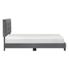Viki Twin Bed, Height-Adjustable Headboard, Tufted Gray Velvet, Black
