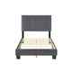 Viki Twin Bed, Height-Adjustable Headboard, Tufted Gray Velvet, Black