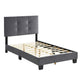 Viki Twin Bed, Height-Adjustable Headboard, Tufted Gray Velvet, Black