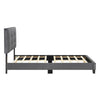 Viki Twin Bed, Height-Adjustable Headboard, Tufted Gray Velvet, Black
