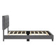 Viki Twin Bed, Height-Adjustable Headboard, Tufted Gray Velvet, Black