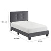 Viki Twin Bed, Height-Adjustable Headboard, Tufted Gray Velvet, Black