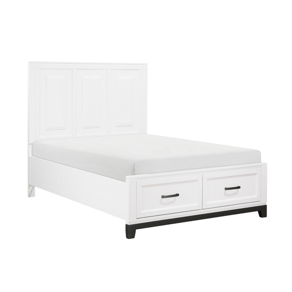Thiem Full Bed w Footboard Storage, Picture Frame Molding, Black White