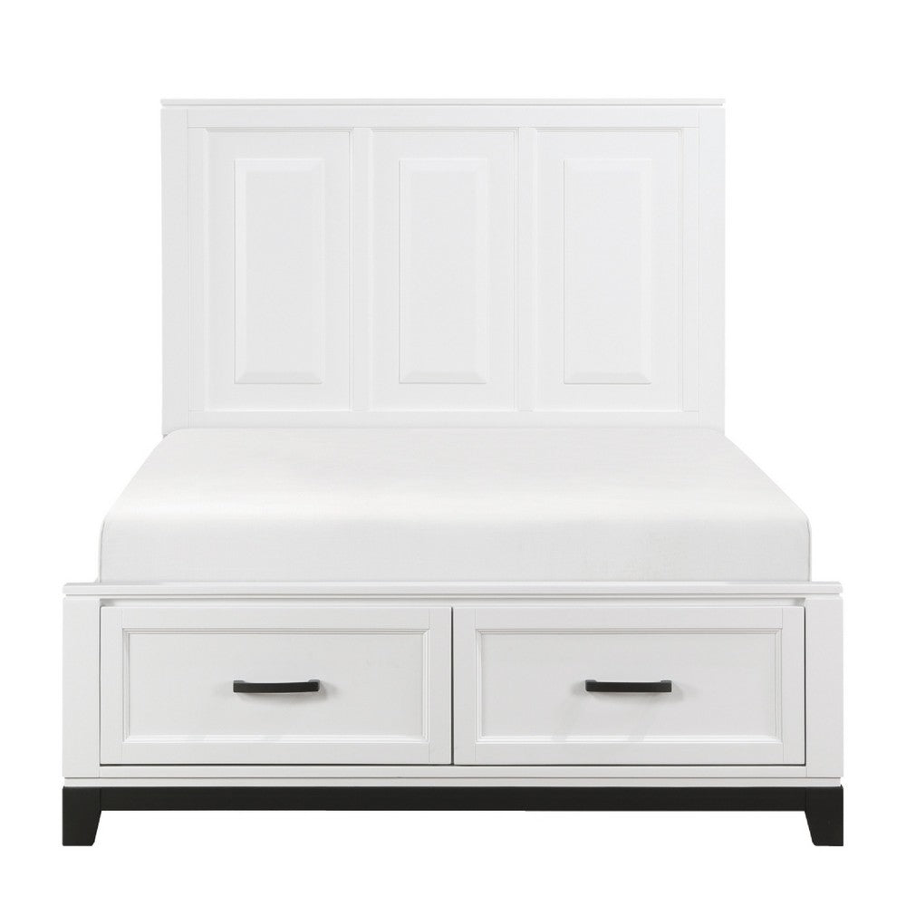 Thiem Full Bed w Footboard Storage, Picture Frame Molding, Black White
