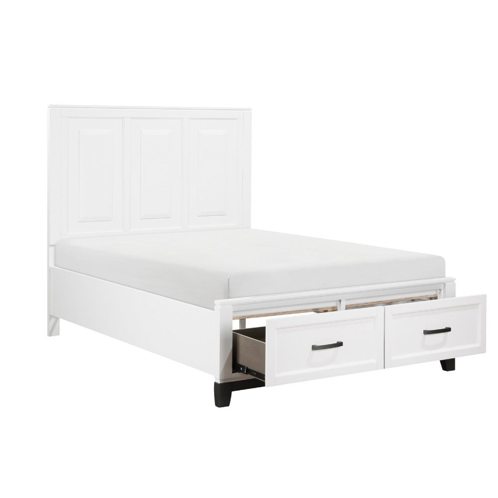 Thiem Full Bed w Footboard Storage, Picture Frame Molding, Black White