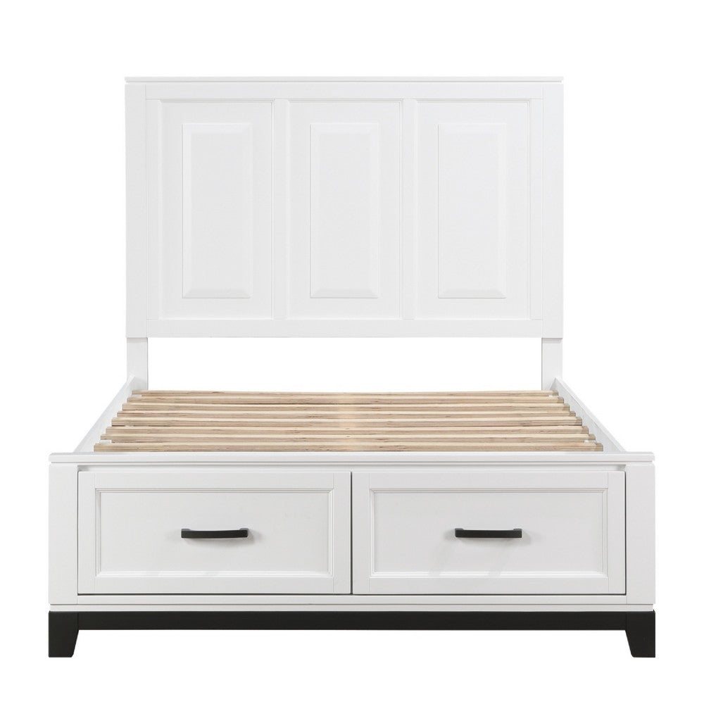 Thiem Full Bed w Footboard Storage, Picture Frame Molding, Black White
