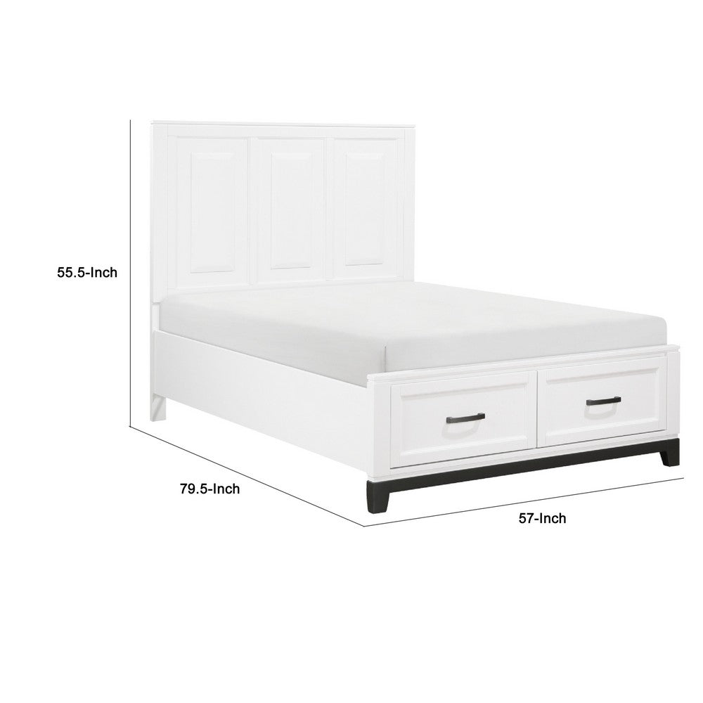 Thiem Full Bed w Footboard Storage, Picture Frame Molding, Black White