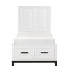 Thiem Twin Bed w Footboard Storage, Picture Frame Molding, Black White