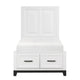 Thiem Twin Bed w Footboard Storage, Picture Frame Molding, Black White
