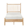 Lika Twin Platform Bed, Slatted Headboard, Extended Posts, Natural Brown