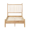 Lika Twin Platform Bed, Slatted Headboard, Extended Posts, Natural Brown