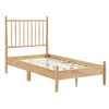Lika Twin Platform Bed, Slatted Headboard, Extended Posts, Natural Brown