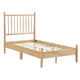 Lika Twin Platform Bed, Slatted Headboard, Extended Posts, Natural Brown