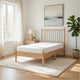 Lika Twin Platform Bed, Slatted Headboard, Extended Posts, Natural Brown