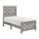 Eby Twin Panel Bed, Raised V Planks, 3D Veneer Texture, Warm Gray Wood