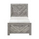 Eby Twin Panel Bed, Raised V Planks, 3D Veneer Texture, Warm Gray Wood