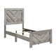 Eby Twin Panel Bed, Raised V Planks, 3D Veneer Texture, Warm Gray Wood