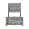 Eby Twin Panel Bed, Raised V Planks, 3D Veneer Texture, Warm Gray Wood
