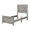 Eby Twin Panel Bed, Raised V Planks, 3D Veneer Texture, Warm Gray Wood