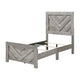 Eby Twin Panel Bed, Raised V Planks, 3D Veneer Texture, Warm Gray Wood