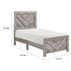 Eby Twin Panel Bed, Raised V Planks, 3D Veneer Texture, Warm Gray Wood