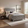 Eby Twin Panel Bed, Raised V Planks, 3D Veneer Texture, Warm Gray Wood