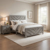 Eby Twin Panel Bed, Raised V Planks, 3D Veneer Texture, Warm Gray Wood