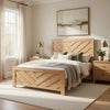 Eby Full Panel Bed, Chevron Design, 3D Texture, Light Natural Brown