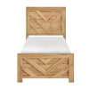 Eby Twin Panel Bed, Chevron Design, 3D Texture, Light Natural Brown