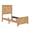 Eby Twin Panel Bed, Chevron Design, 3D Texture, Light Natural Brown