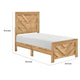 Eby Twin Panel Bed, Chevron Design, 3D Texture, Light Natural Brown