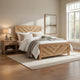 Eby Twin Panel Bed, Chevron Design, 3D Texture, Light Natural Brown