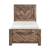 Eby Twin Panel Bed, Chevron Design, Aesthetic 3D Texture, Rustic Brown