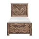Eby Twin Panel Bed, Chevron Design, Aesthetic 3D Texture, Rustic Brown