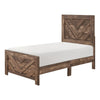 Eby Twin Panel Bed, Chevron Design, Aesthetic 3D Texture, Rustic Brown