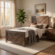 Eby Twin Panel Bed, Chevron Design, Aesthetic 3D Texture, Rustic Brown