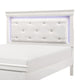 Teich Full Bed, LED Headboard, Embossed Panels, Tufted White Faux Leather