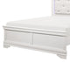 Teich Full Bed, LED Headboard, Embossed Panels, Tufted White Faux Leather