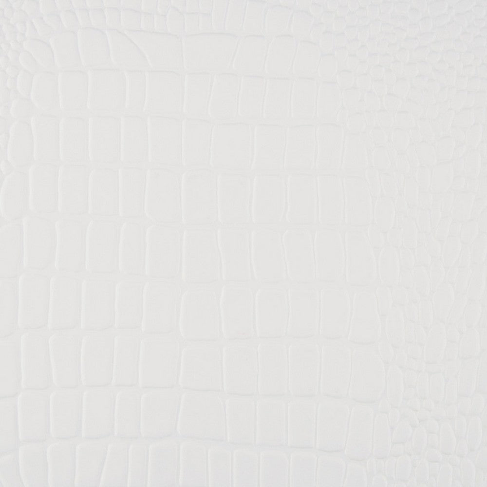 Teich Full Bed, LED Headboard, Embossed Panels, Tufted White Faux Leather
