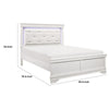Teich Full Bed, LED Headboard, Embossed Panels, Tufted White Faux Leather