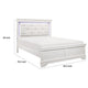 Teich Full Bed, LED Headboard, Embossed Panels, Tufted White Faux Leather
