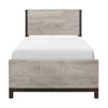 Deena Twin Panel Bed, Painted Metal Finish Bands, Dual-Tone Gray Wood