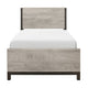 Deena Twin Panel Bed, Painted Metal Finish Bands, Dual-Tone Gray Wood