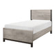 Deena Twin Panel Bed, Painted Metal Finish Bands, Dual-Tone Gray Wood