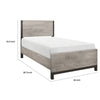 Deena Twin Panel Bed, Painted Metal Finish Bands, Dual-Tone Gray Wood