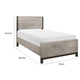 Deena Twin Panel Bed, Painted Metal Finish Bands, Dual-Tone Gray Wood